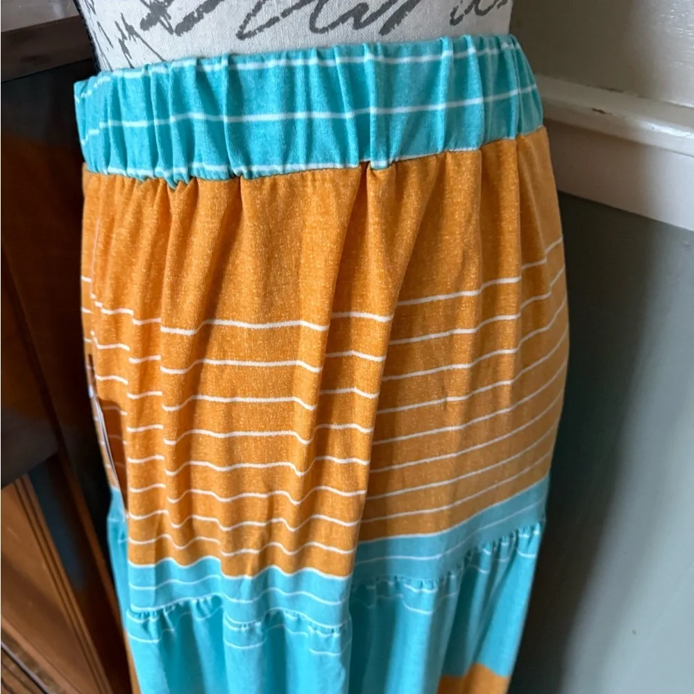 LuLaRoe Poppy Maxi Skirt - Blue and Orange NWT - Picture 8 of 10
